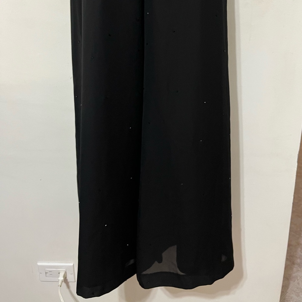 VINTAGE Caché Y2K beaded palazzo pant halter neck jumpsuit black SZ 4 WHIMSIGOTH - Picture 7 of 11
